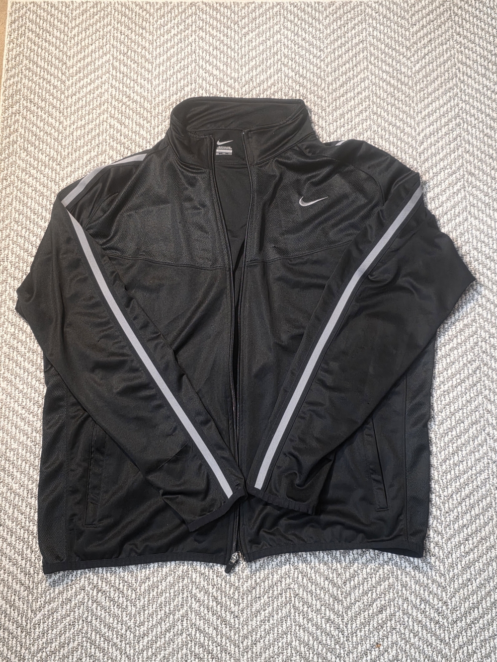 Nike Men's Black Full Zip Track Jacket Gray Stripe XXL